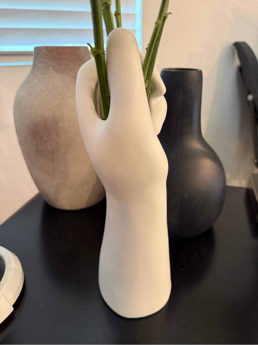 ✨World Market - Modern White Ceramic Hand Vase – Sculptural Home Accent - Picture 6 of 9